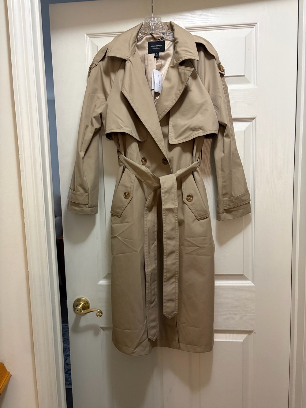 NWT Banana Republic Factory Timeless Tan Trench Coat - Size Small Petite